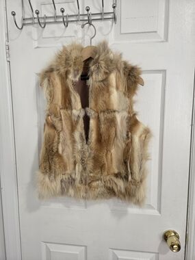 Adrienne Landau Fox Fur Vest in Golden and Cream Tones